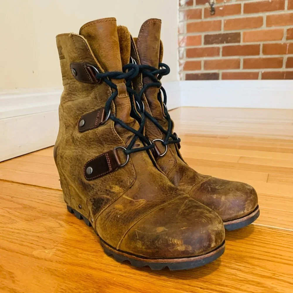 Sorel JOAN Of ARTIC WEDGE BOOTS KETTLE!! Lace Up Waterproof Women Size 11 - Picture 3 of 13